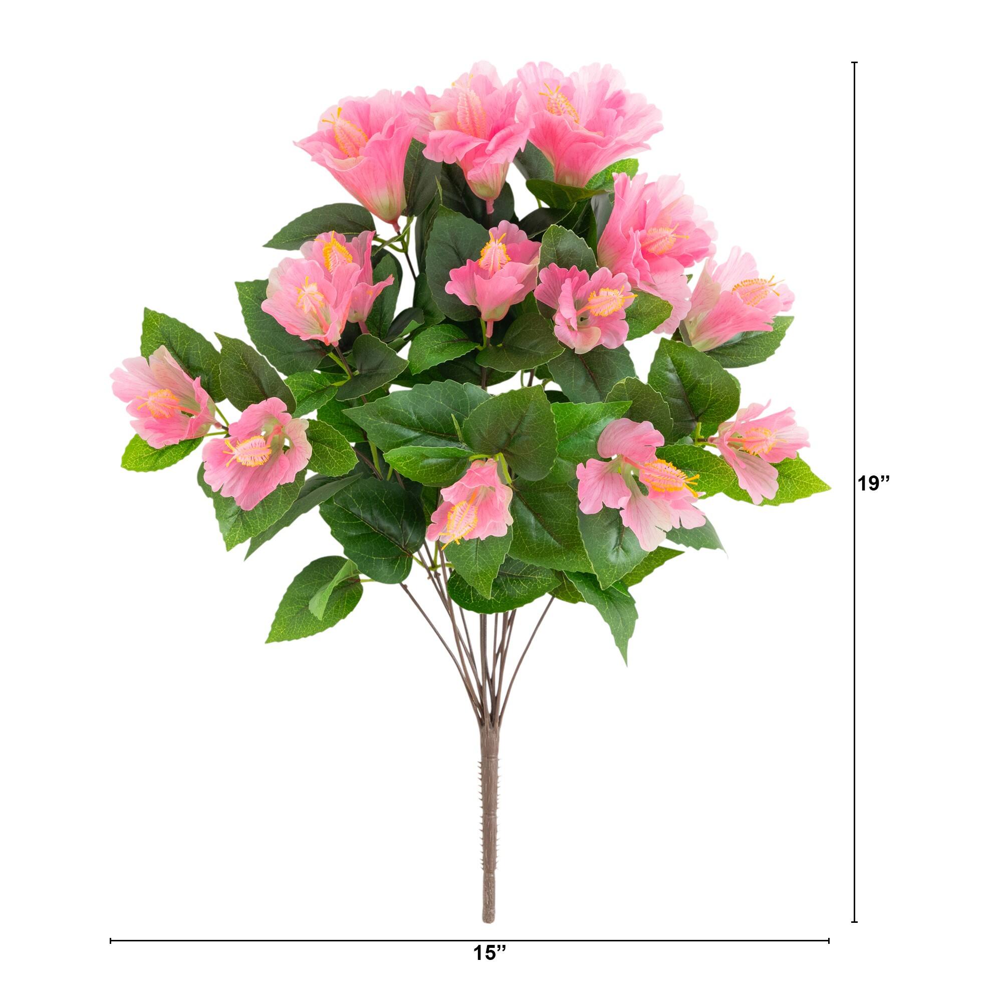 19" UV Resistant Artificial Hibiscus Bushes